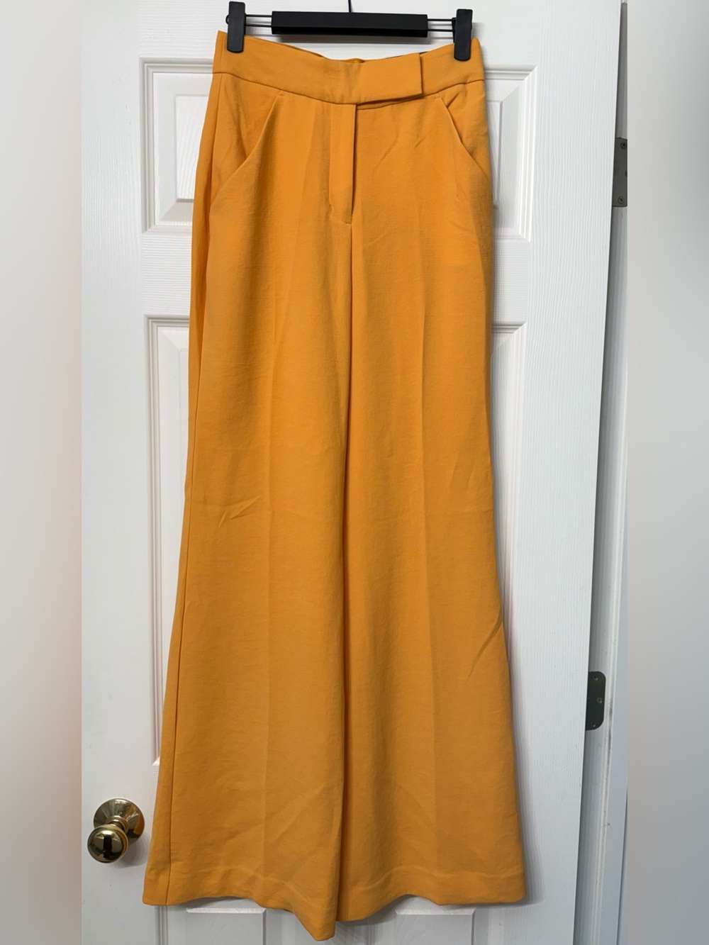 Express Wide-Leg Maxi Pants in Mustard Yellow